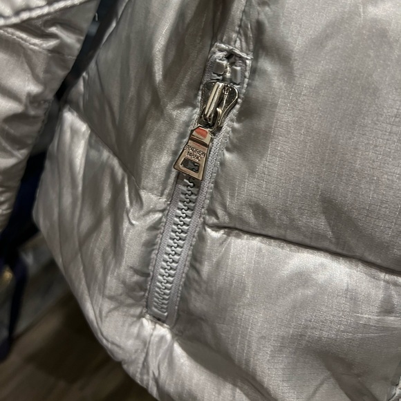 Andrew Marc Silver Puffer Jacket with Faux Fur Hood - Picture 14 of 16